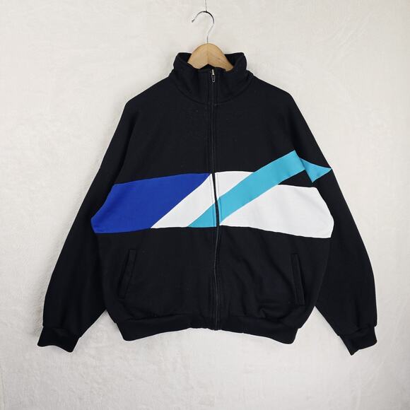 Vintage Trader Bay Track Jacket XL Zip Sweatshirt Retro Striped Jogging 80s - Picture 2 of 10